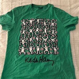 Keith Haring Green Graphic Tee runs small